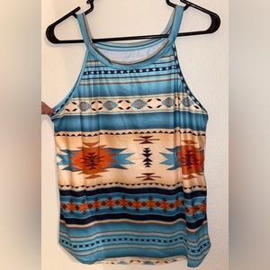Southwestern Tank Top w Aztec Accents Size M